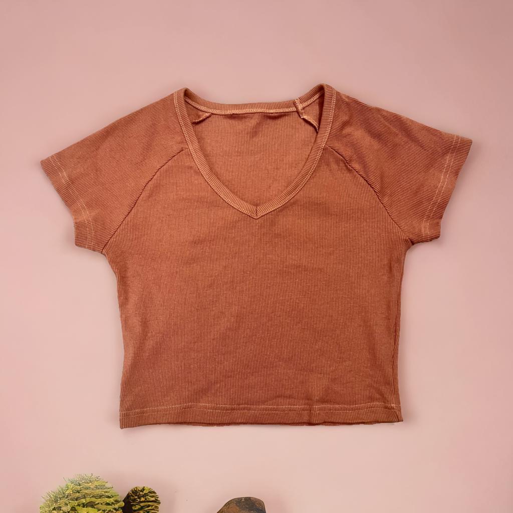 Crop T-shirt for women - Copper Brown